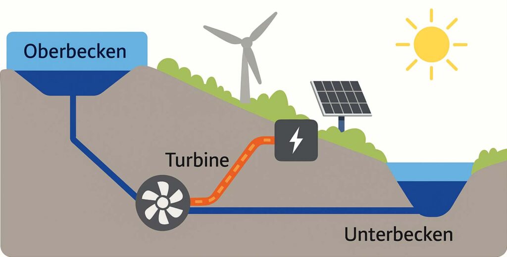 Ladephase, Entladungsphase wiederbelebtes Pumpspeicherkraftwerk Habbburg